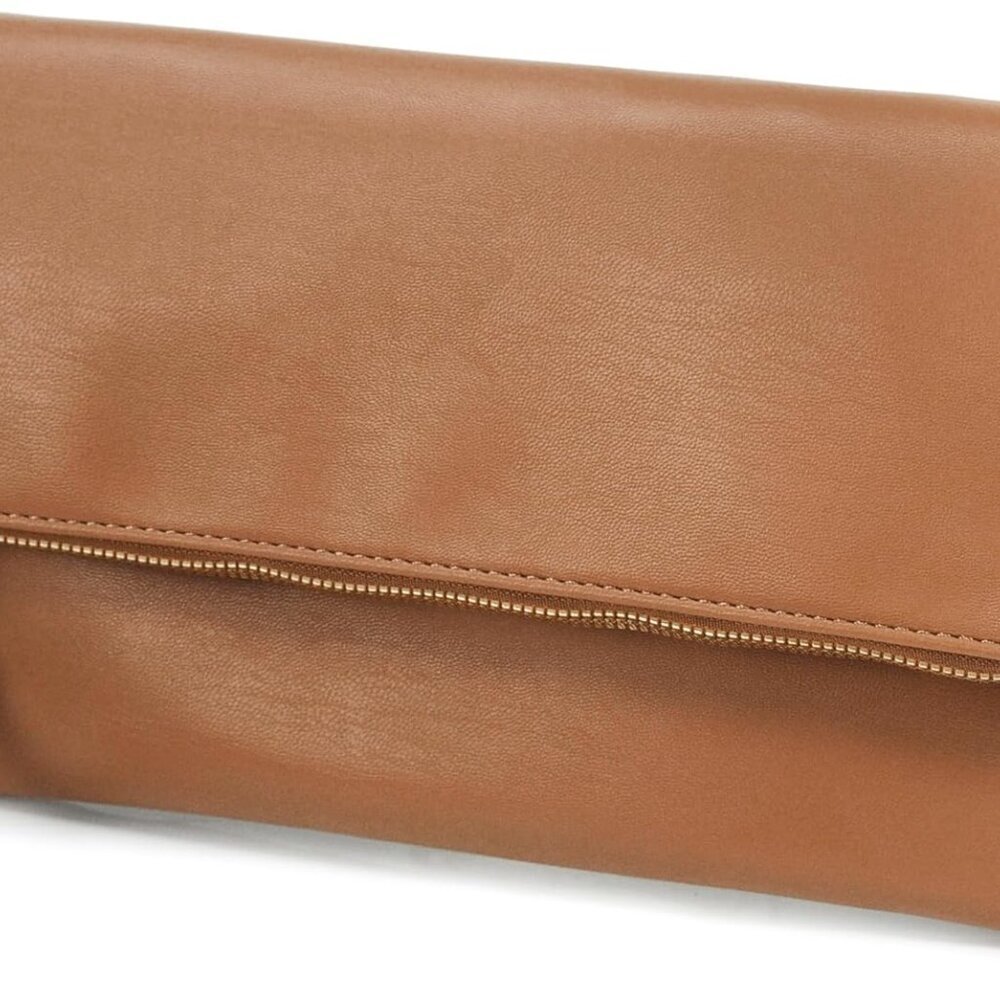 Women's Zipper Foldover Clutch Vegan Leather Envelope Cross body Bag wit…
